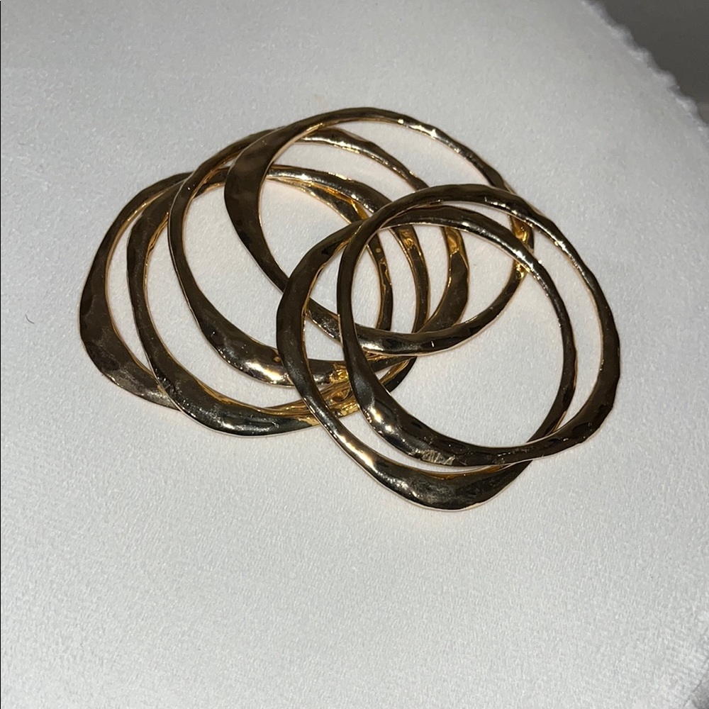 Gold Minimalist Bracelet Set (6 Bangles) - Picture 1 of 6
